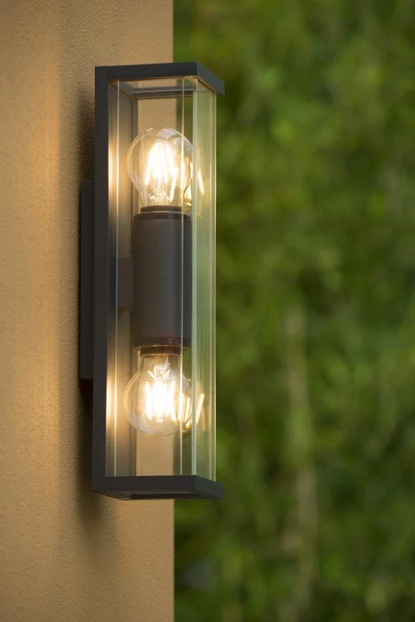 Lucide CLAIRE - Wall light Indoor/Outdoor - 2xE27 - IP54 - Anthracite - ambiance 1